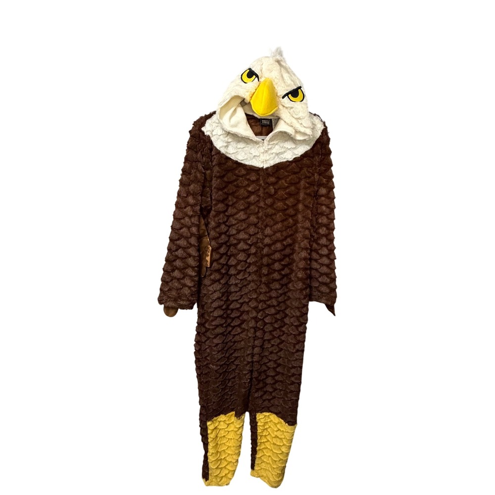 Briefly Stated Bald Eagle Plush Costume Mens Medium Brown Zip USA Patriotic